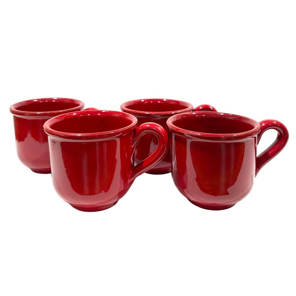 Mamma Ro Unisex OS Coffee Cup Mugs Red Italy Rounded Rim Set of 4